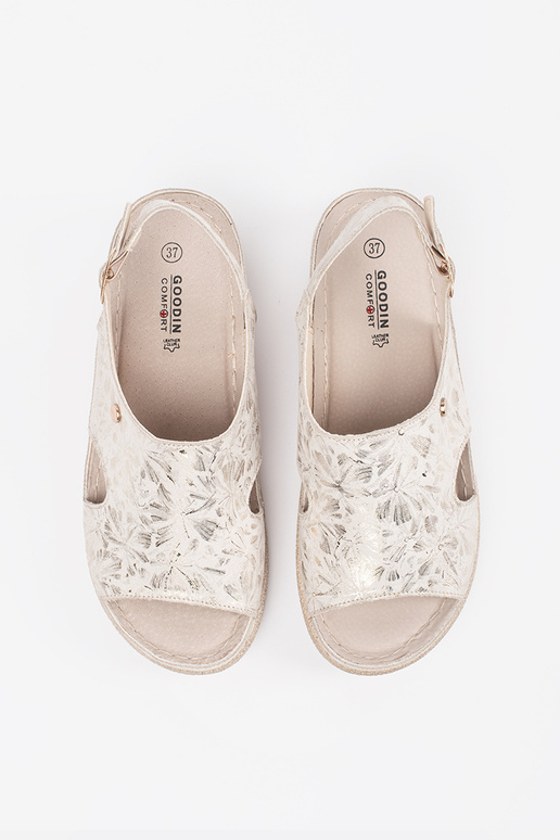 elfenbeinfarbene flache Sandalen mit...