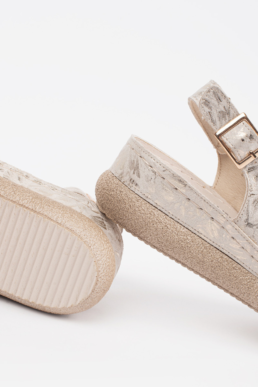 elfenbeinfarbene flache Sandalen mit...