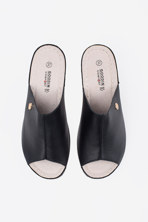 schwarze Wedgeslipper für Frauen