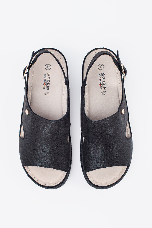 schwarze flache Sandalen mit Schnalle schwarze flache Sandalen mit Schnalle