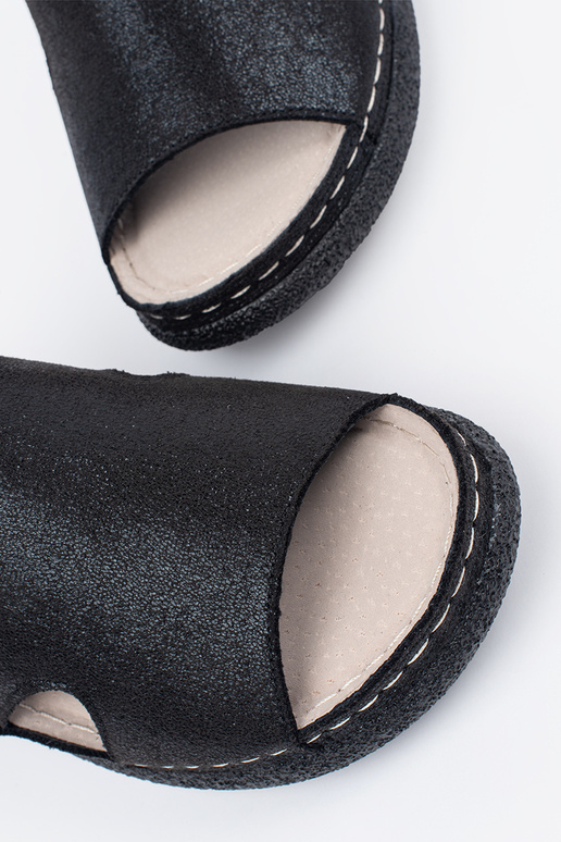 schwarze flache Sandalen mit Schnalle schwarze flache Sandalen mit Schnalle