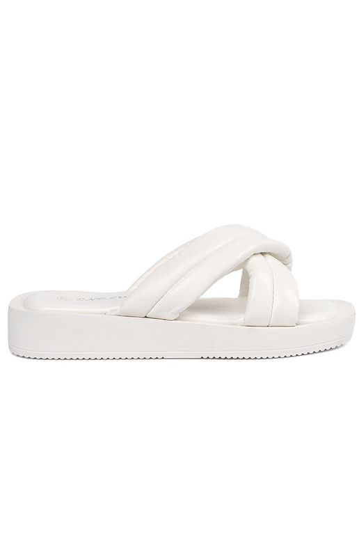 Damen Pantoletten mit Plateau in Weiß Damen Pantoletten mit Plateau in Weiß