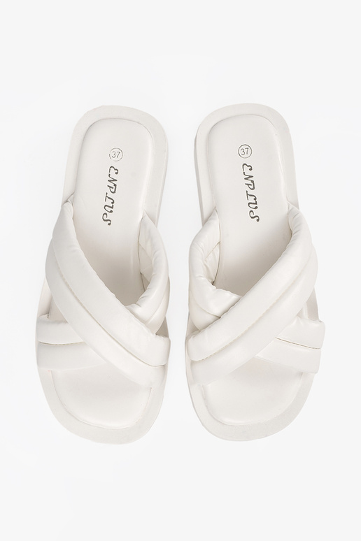 Damen Pantoletten mit Plateau in Weiß Damen Pantoletten mit Plateau in Weiß