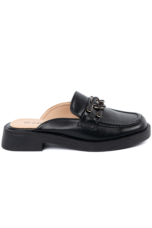 Schwarze Pantoletten aus Kunstleder...