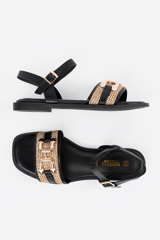 Damen schwarze Sandalen mit...