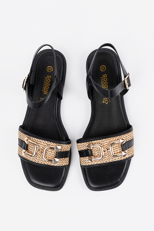 Damen schwarze Sandalen mit...