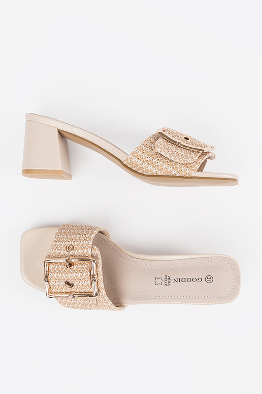 Damen Sandfarbene Absatzpantoffeln... Damen Sandfarbene Absatzpantoffeln...