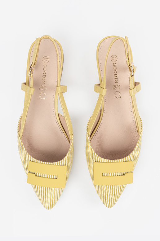 Damen gelbe Sandalen mit offener Ferse