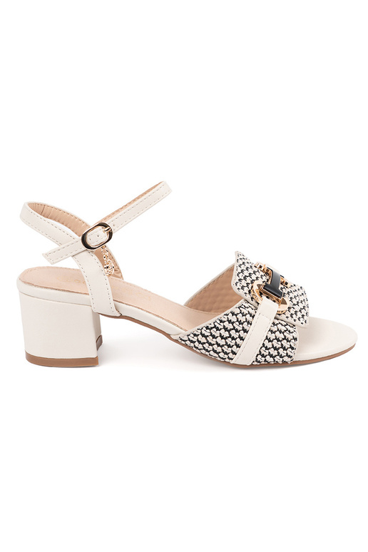 Damen weiße Sandalen auf mittelhohem... Damen weiße Sandalen auf mittelhohem...