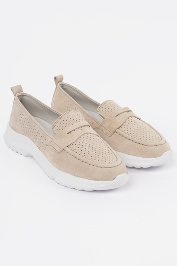 Beige Leder-Mokassins mit... 2