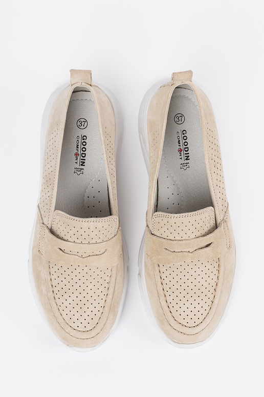 Beige Leder-Mokassins mit Plattform Beige Leder-Mokassins mit Plattform