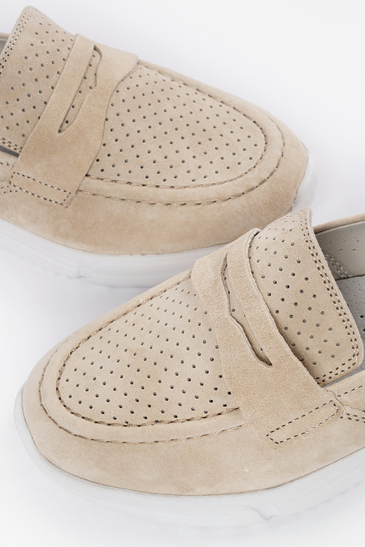 Beige Leder-Mokassins mit Plattform Beige Leder-Mokassins mit Plattform
