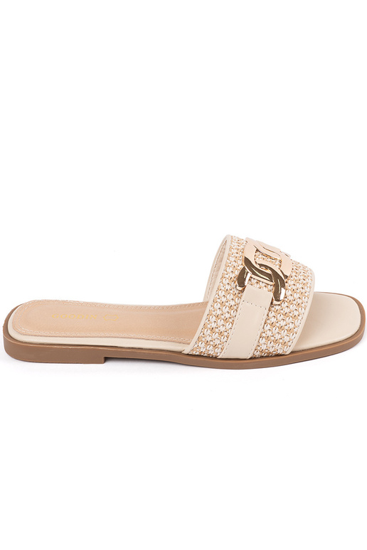 Damen Sandfarbene Pantoffeln mit... Damen Sandfarbene Pantoffeln mit...