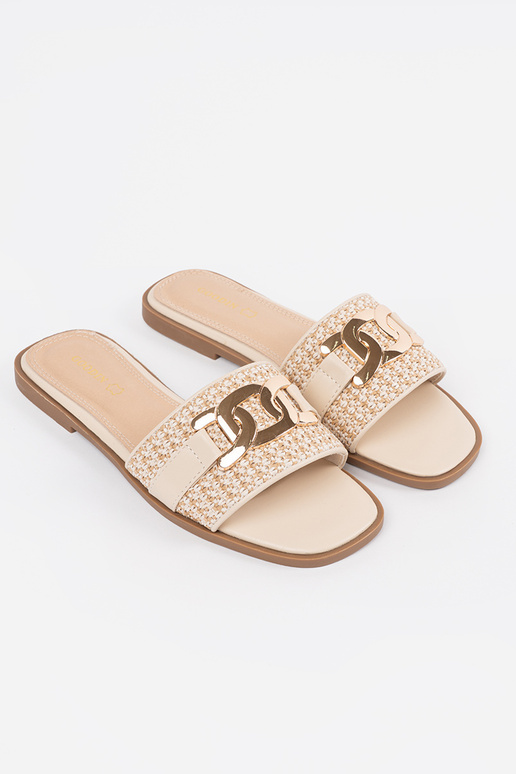 Damen Sandfarbene Pantoffeln mit... Damen Sandfarbene Pantoffeln mit...