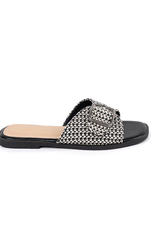 Schwarz-weiße kariert Pantoletten mit... Schwarz-weiße kariert Pantoletten mit...