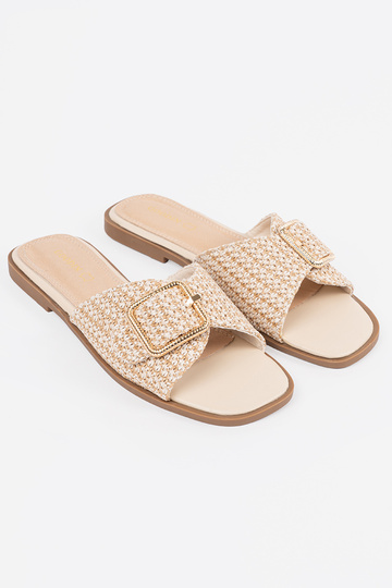 Sandfarbene Pantoletten mit... 2