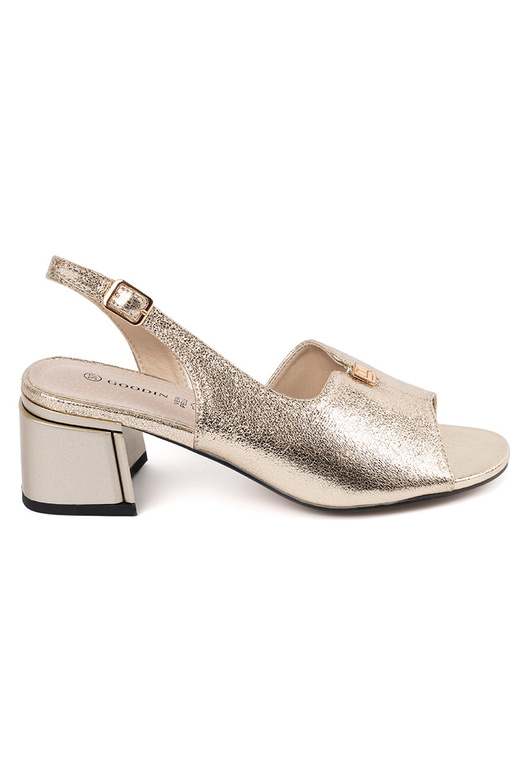 Goldene Wildleder-Damen-Sandalen auf... Goldene Wildleder-Damen-Sandalen auf...