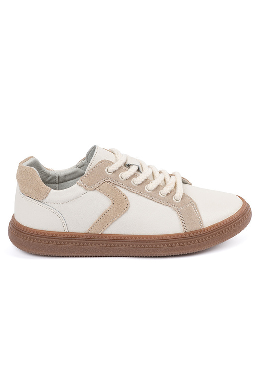 Weiße-beige Leder-Sport-Schuhe von... Weiße-beige Leder-Sport-Schuhe von...