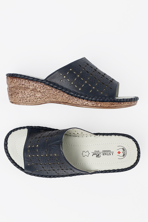 Damen Pantoletten auf Plateau in Blau