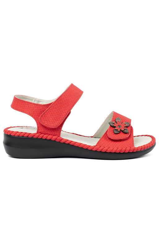 Sandalen mit Leder-Einlagen in Rot Sandalen mit Leder-Einlagen in Rot