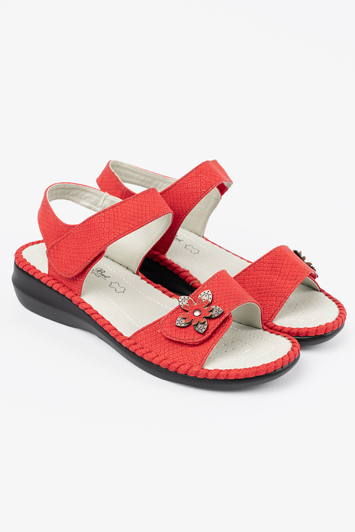 Sandalen mit Leder-Einlagen in Rot Sandalen mit Leder-Einlagen in Rot