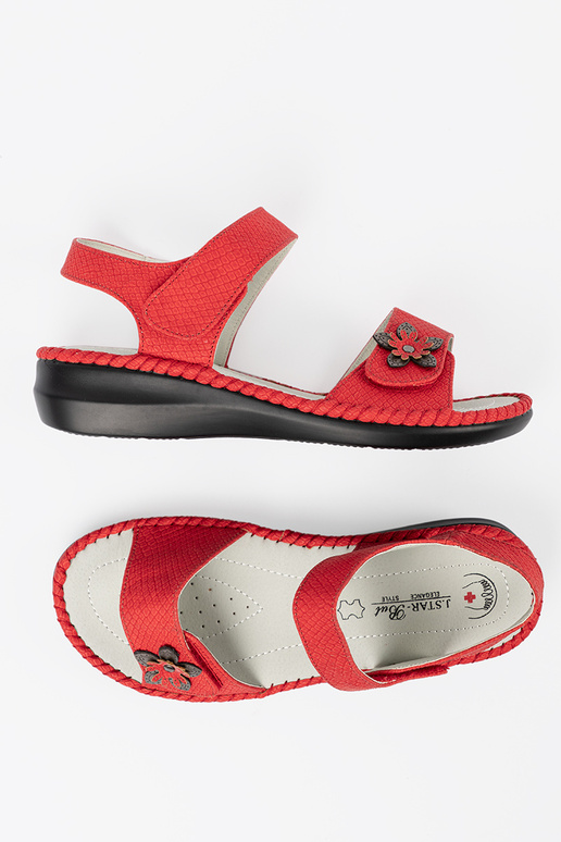 Sandalen mit Leder-Einlagen in Rot Sandalen mit Leder-Einlagen in Rot