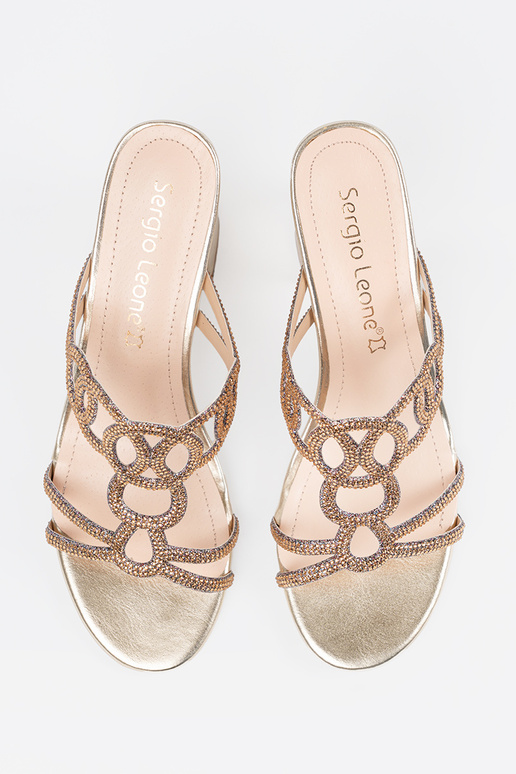 Goldfarbene Slipper mit Absatz,...