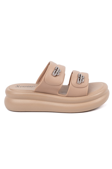Beige Hausschuhe Frauen mit...