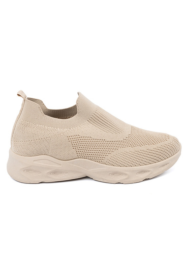 Sandfarbene Sportschuhe mit...