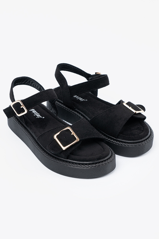 Schwarze Sandalen mit Schnalle