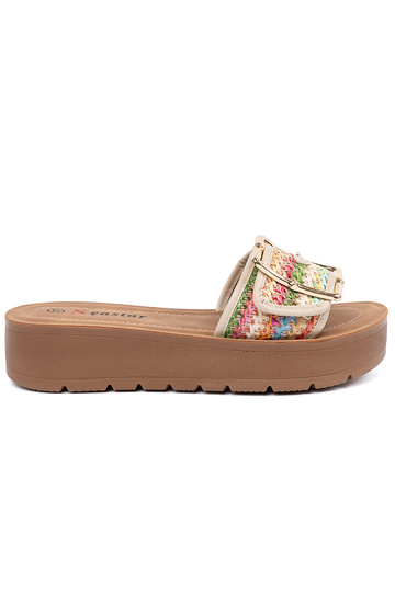 Bunte Hausschuhe mit Schnallen