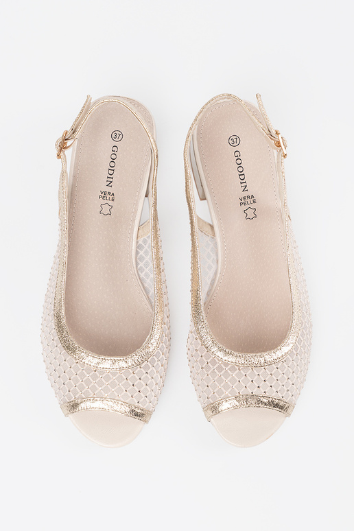 Sandalen mit dekorativem Netz in golden Sandalen mit dekorativem Netz in golden