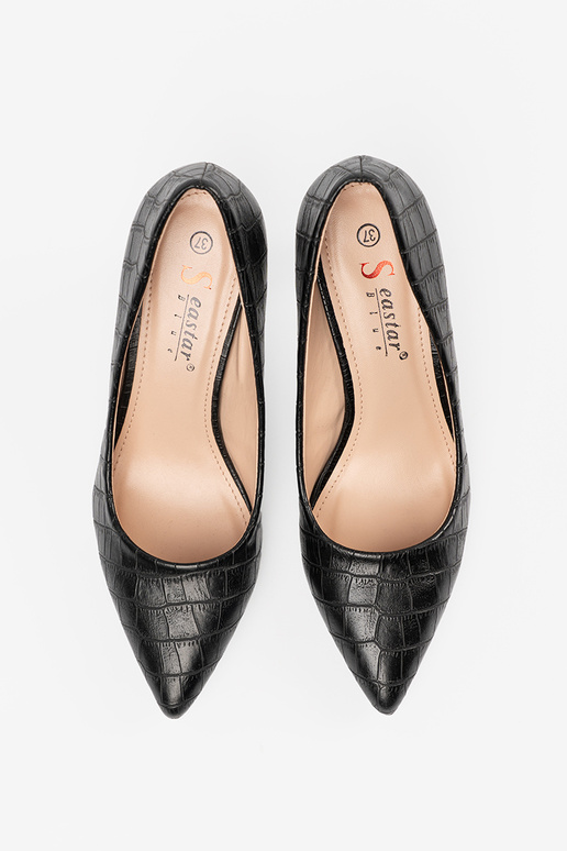 Schwarze klassische Pumps mit Muster Schwarze klassische Pumps mit Muster