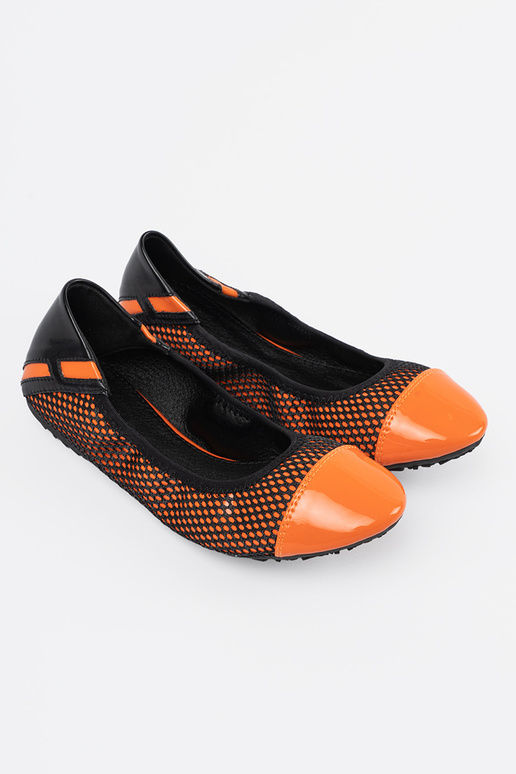 Orange Ballerinas mit schwarzem Netz