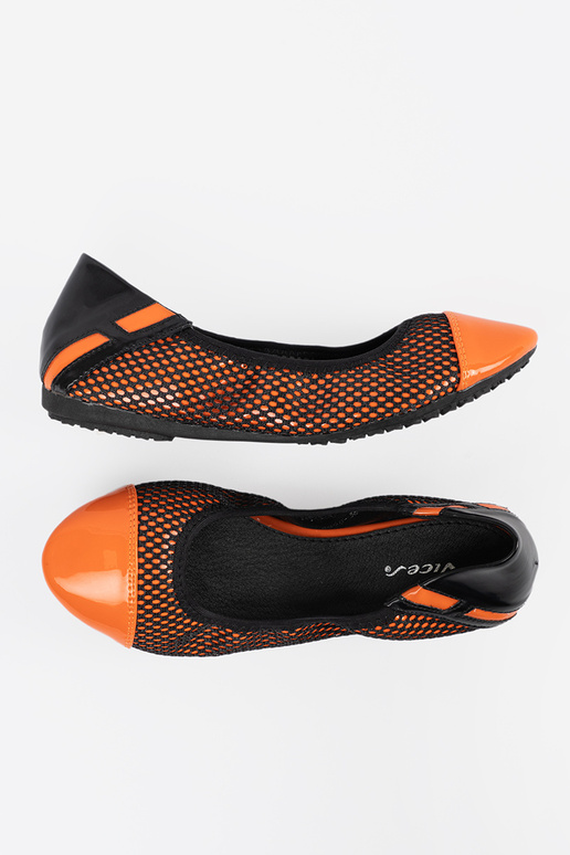 Orange Ballerinas mit schwarzem Netz