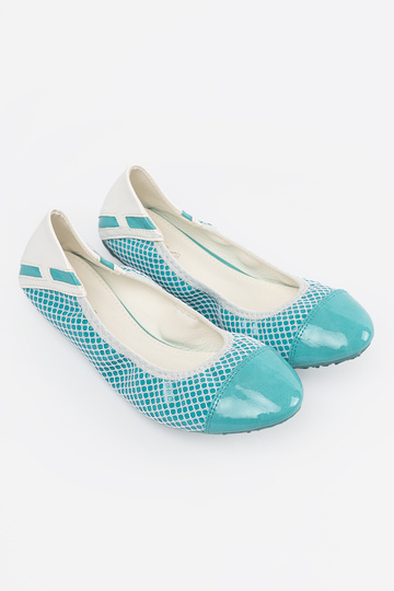 Blaue Ballerinas mit weißem... 2