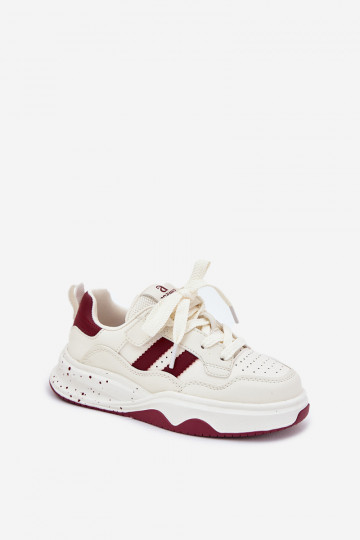 Sneakers Stilvollllschuhe Kindisch mit einer Plattform Beige-Burgund Grellio