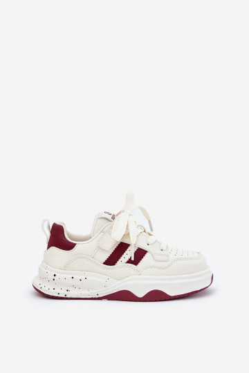 Sneakers Stilvollllschuhe Kindisch mit einer Plattform Beige-Burgund Grellio 2