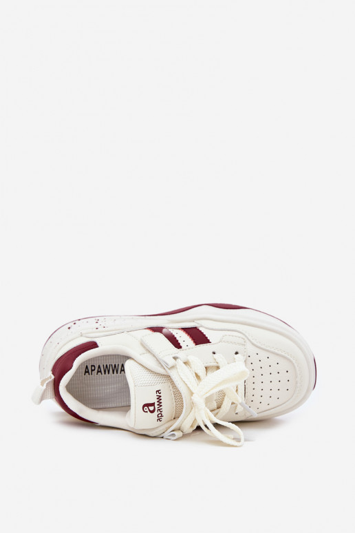 Sneakers Stilvollllschuhe Kindisch mit einer Plattform Beige-Burgund Grellio