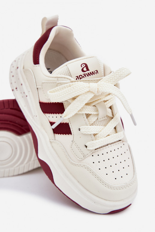 Sneakers Stilvollllschuhe Kindisch mit einer Plattform Beige-Burgund Grellio