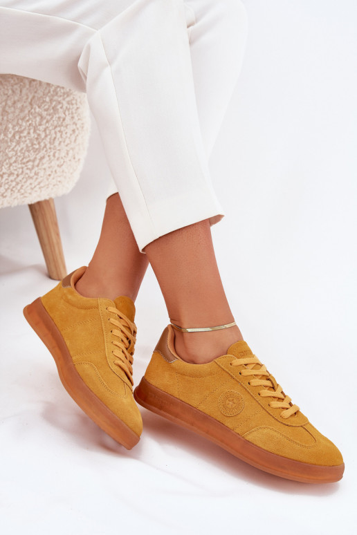 aus INildleder Sneakers Stilvollllschuhe Feminin Big Star RR274846 HI-POLY SYSTEM gelbe Farbe