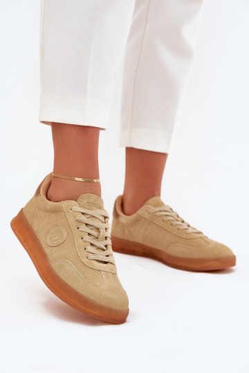 aus INildleder Sneakers Stilvollllschuhe Feminin Big Star RR274849 HI-POLY SYSTEM Beige