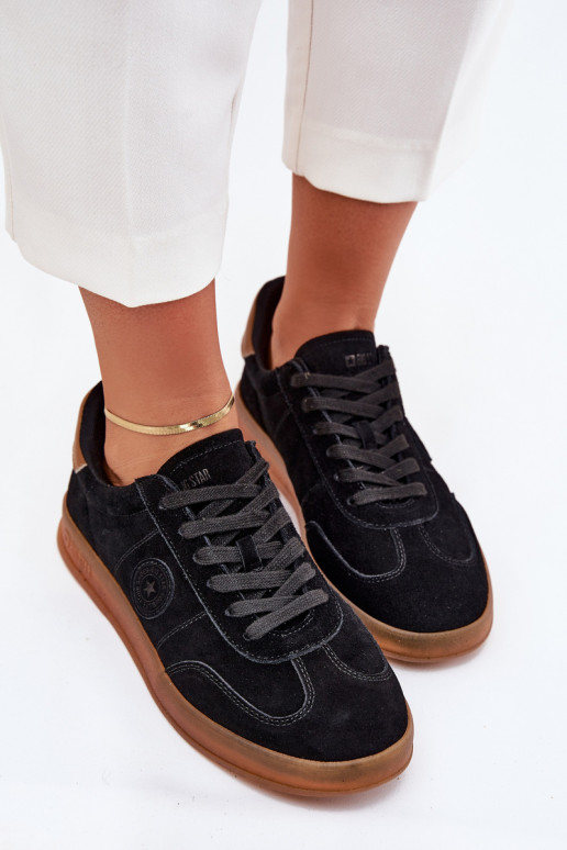 aus INildleder Sneakers Stilvollllschuhe Feminin Big Star RR274851 HI-POLY SYSTEM schZuarze Farbe