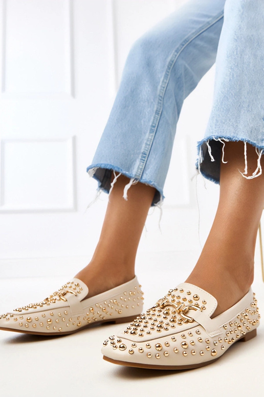 Beige Mokassins mit Nieten Lea Beige Mokassins mit Nieten Lea