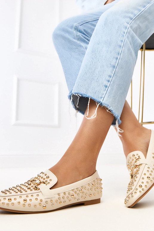 Beige Mokassins mit Nieten Lea Beige Mokassins mit Nieten Lea