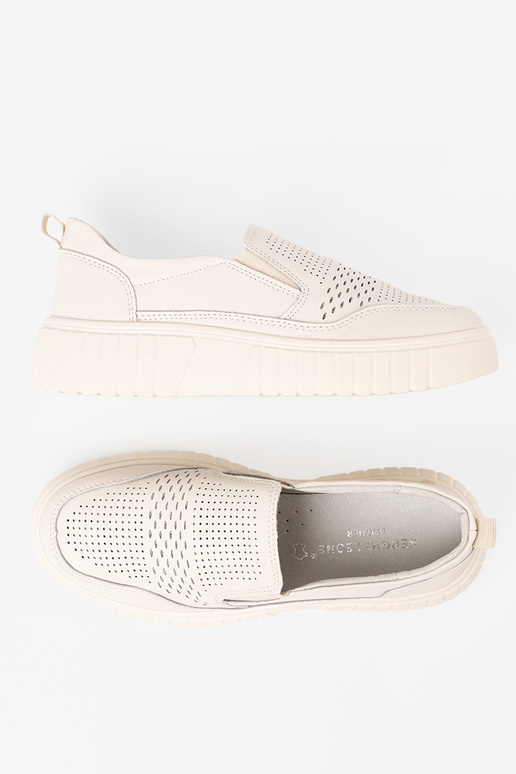 Schuhe Haut mit einer Plattform beż