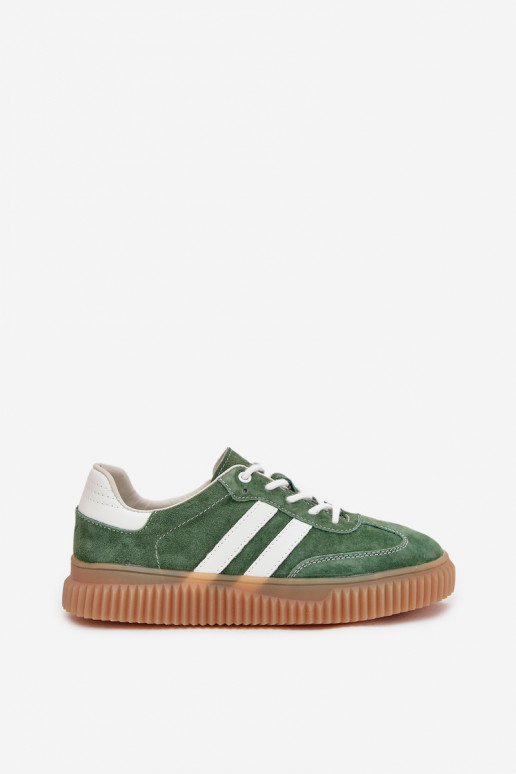 aus INildleder Sneakers Stilvollllschuhe Feminin mit einer Plattform grüne Farbe Venera