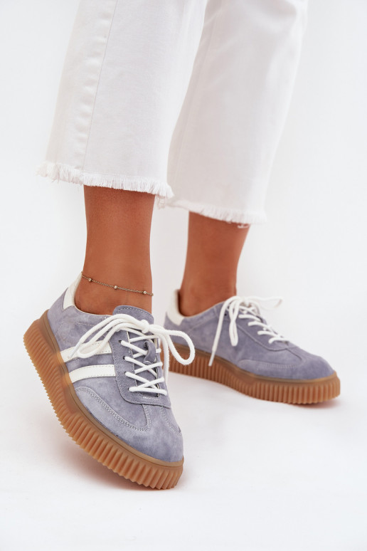 aus INildleder Sneakers Stilvollllschuhe Feminin mit einer Plattform blaue Farbe Venera
