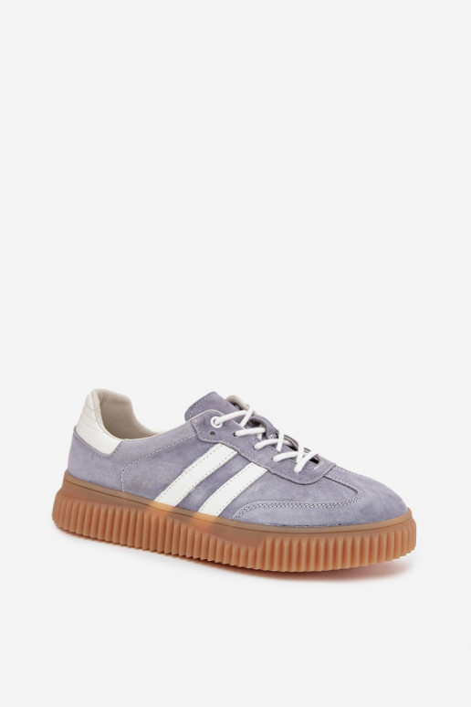 aus INildleder Sneakers Stilvollllschuhe Feminin mit einer Plattform blaue Farbe Venera