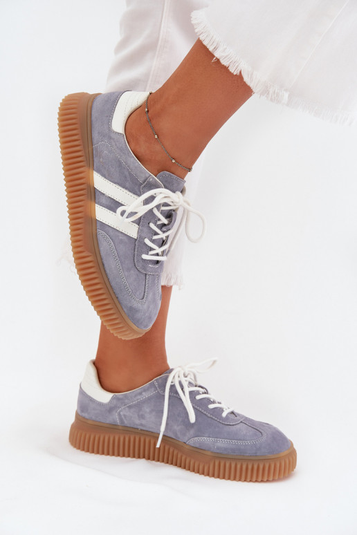 aus INildleder Sneakers Stilvollllschuhe Feminin mit einer Plattform blaue Farbe Venera